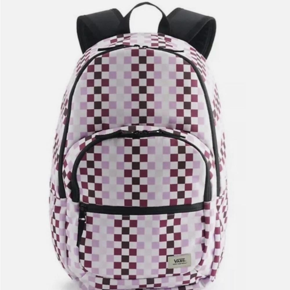 Vans NWT Motivee 3-B Pink Checkerboard Laptop Backpack